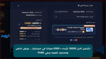 اشحن الآن 18000 شدة + 6300 مجانا في حسابك.. عرض خاص ومحدود للعبة ببجي PUBG